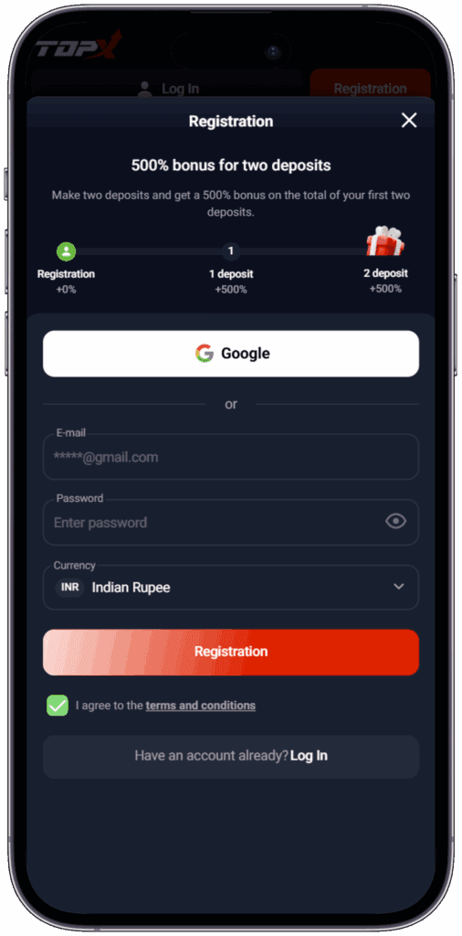 Sign up TOPX casino